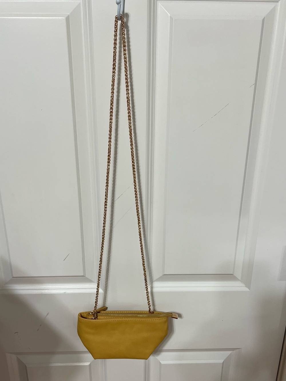 Anthropologie Mustard Yellow Crossbody with Gold Chain Strap